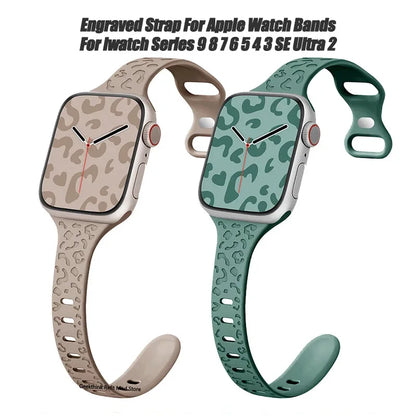 Engraved Slim Silicone Band for Apple Watch Series 9/8/7/6/SE/Ultra