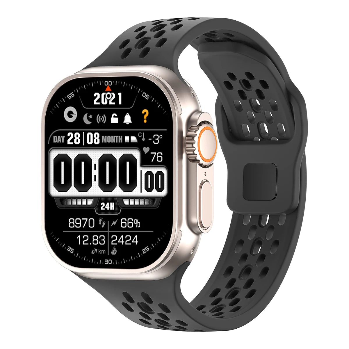 Silicone Sport Band for Apple Watch 3–Ultra, 38–49mm, Series 3–10 Adjustable Strap