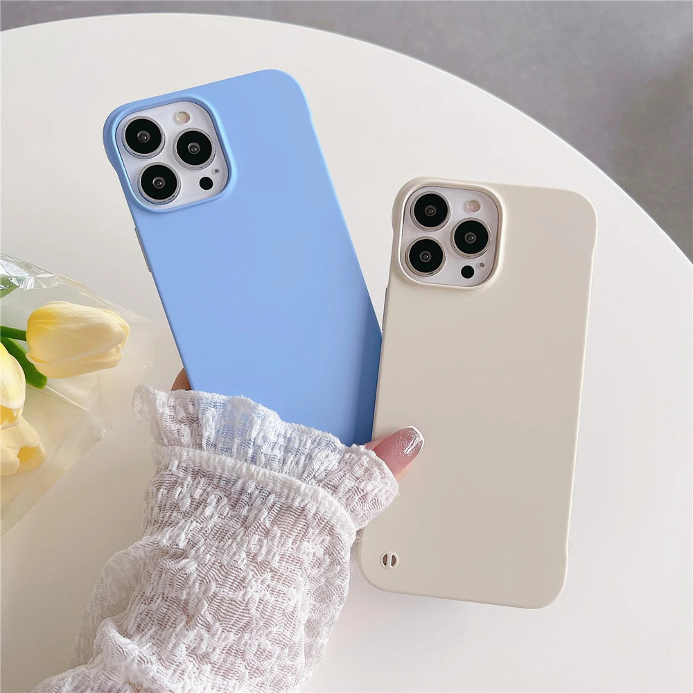 Ultra-Thin Frameless Matte Case for iPhone 14–SE | Luxury Candy Color Cover