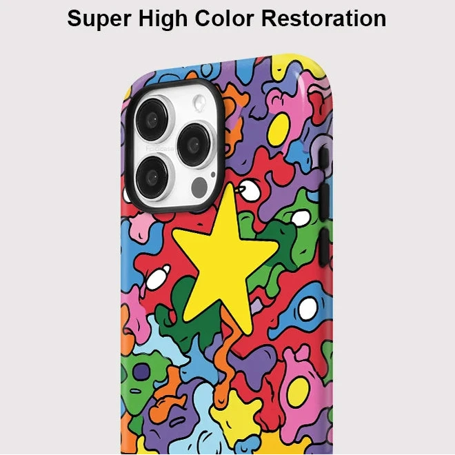Colorful Star MagSafe Case for iPhone 16–11 | Matte 2-in-1 Magnetic Cover