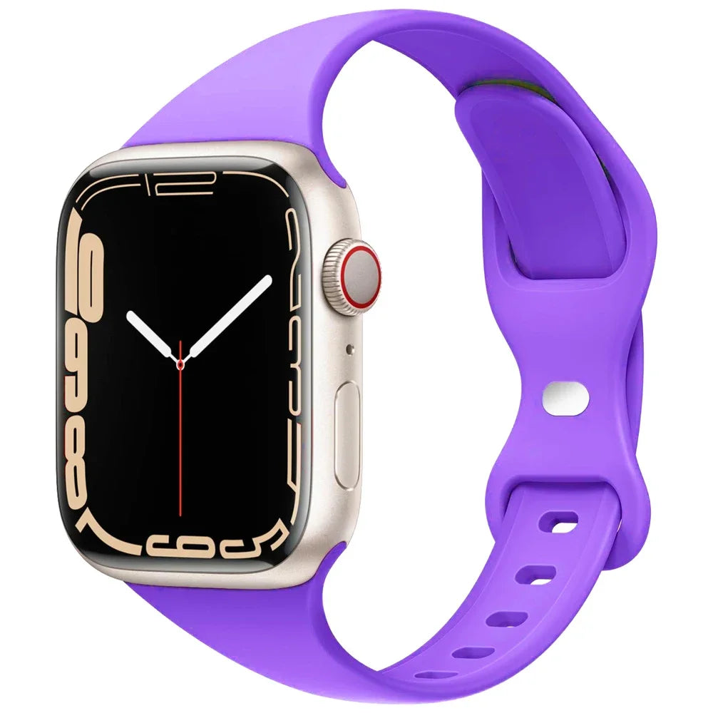 Slim Silicone Sport Strap for Apple Watch 38-49mm Series 3 to Ultra 2