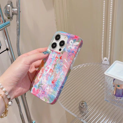 Korean Graffiti Flower Double-Layer Case for iPhone 16 15 14 13 12 Pro Max