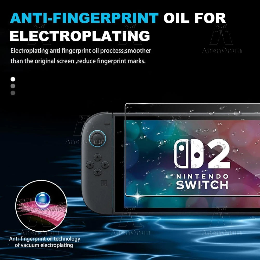 HD Tempered Glass Screen Protector for Switch 2 – 9H Shatterproof, 2.5D Edge