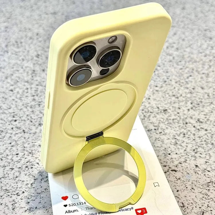 Luxury Magnetic Liquid Silicone Stand Case for iPhone 14 Plus/13/12 Pro Max