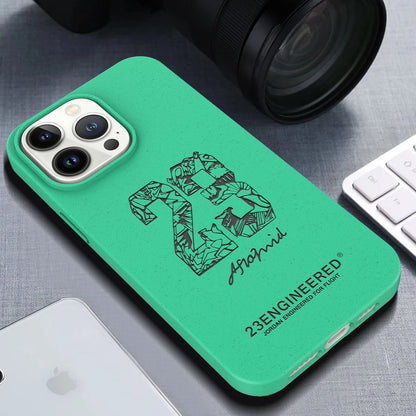 Wheat Degrade Silicone Case for iPhone 14–15 Pro Mini – Sports Number 23 Design