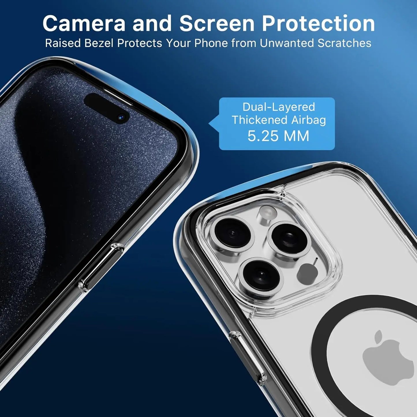 Luxury MagSafe Clear Shockproof Case for iPhone 14/15 Pro Max & Plus