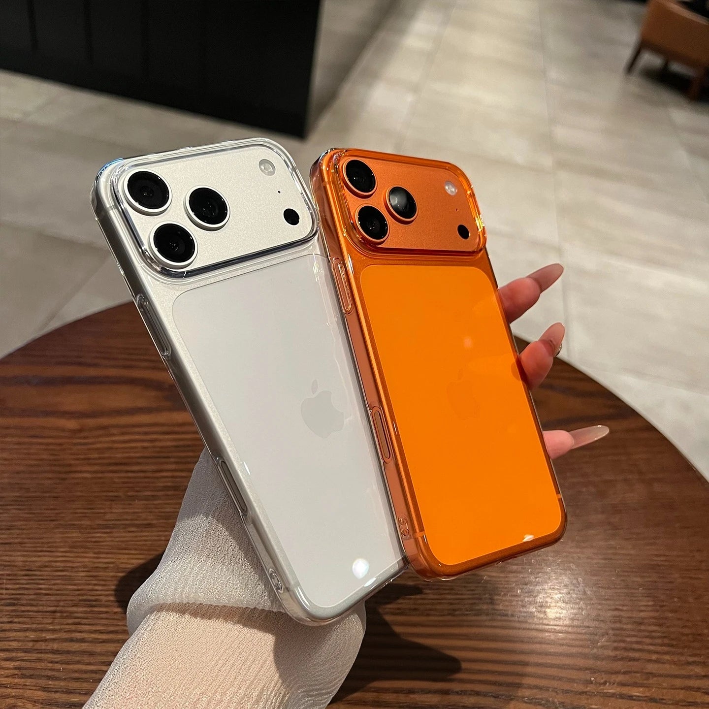 Ultra Thin Transparent Orange Case for iPhone 17 Pro Max 16 15 14 13 12 Air Plus