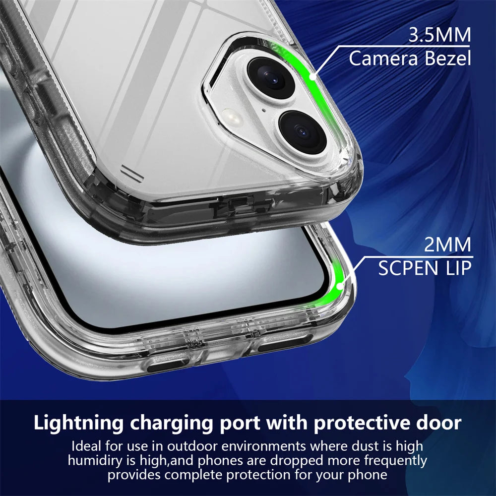 Luxury 3-Layer Magnetic Clear Armor Case for iPhone 12–16 Pro Max