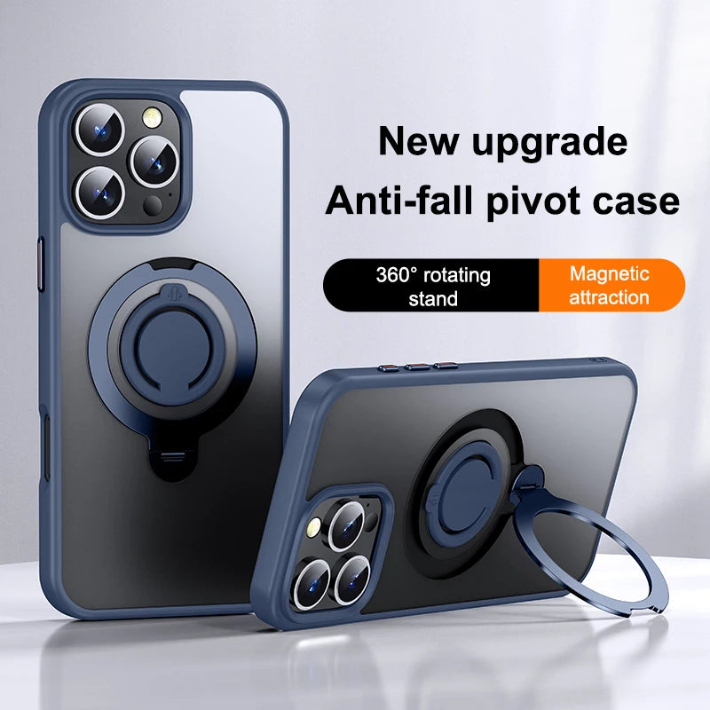 360° Rotating Magnetic Stand Silicone Ring Case for iPhone 12-16 Pro Max Plus