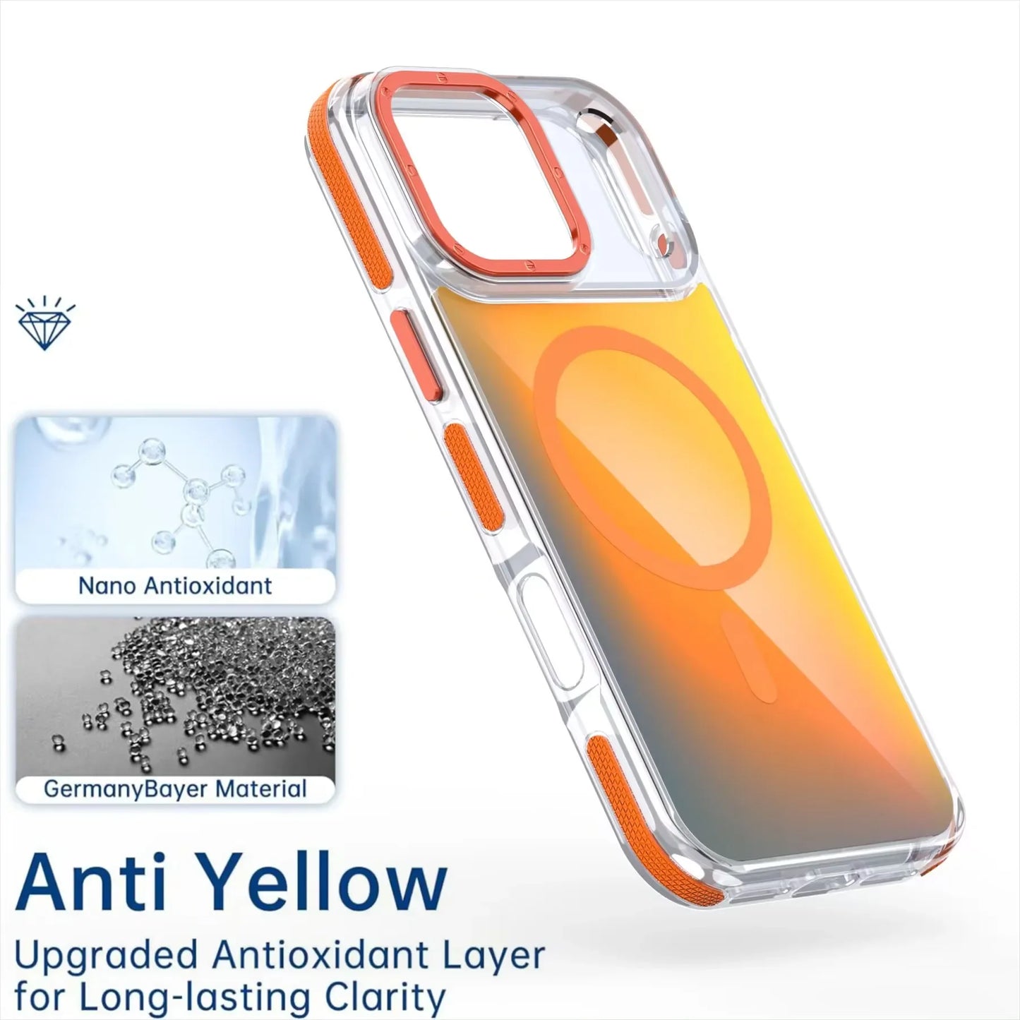 Metal Lens MagSafe Case for iPhone 17 Pro Max Wireless Charging Discolour Cover