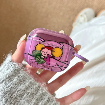 Cartoon Sleeping Princess AirPods Case for Pro 2/3/1/2/4 – Soft TPU Cover