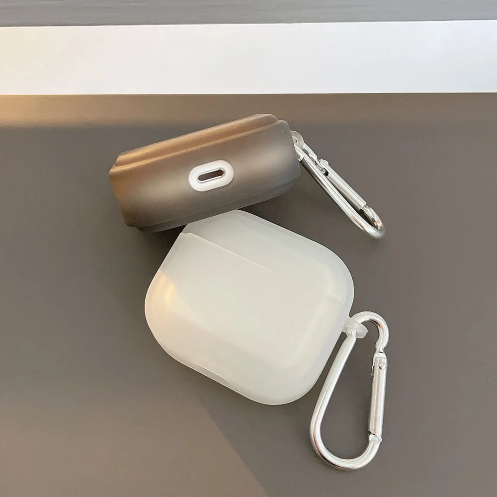 Matte Transparent Case for AirPods 1 2 3 Pro Clear Protective Keyring Cover