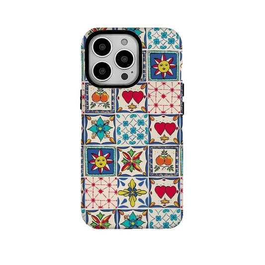 Korean Ethnic Style MagSafe Case for iPhone 11–16 Pro Max – Acrylic + TPU