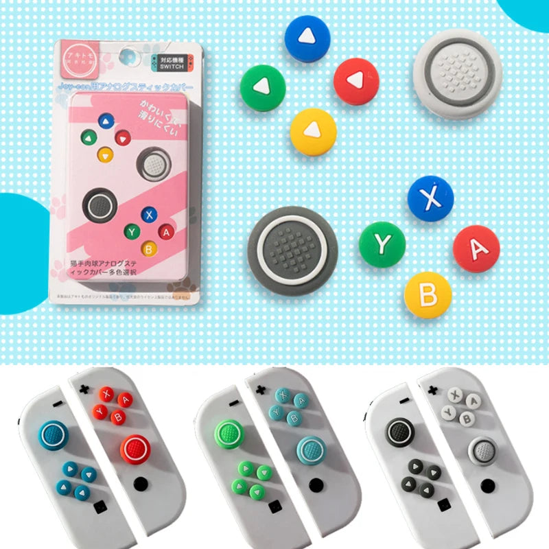 Silicone D-Pad & ABXY Key Stickers for Switch OLED | Joy-Con Grip Cap Set