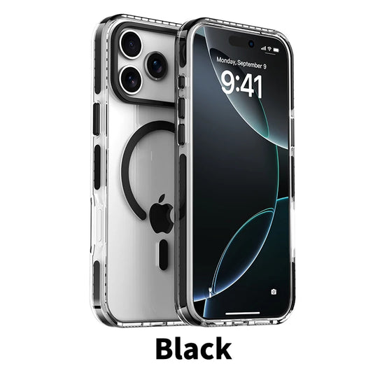 Luxury PE Striped Border MagSafe Clear Case for iPhone 15–17 Air & Pro Max