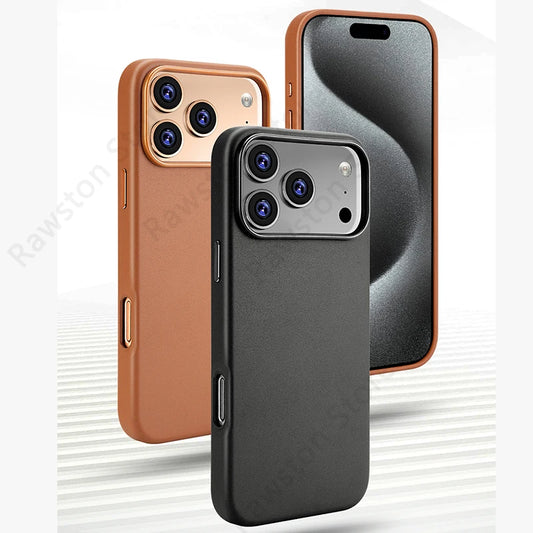 MagSafe PU Leather Case for iPhone 13/14/15 Pro Max  Magnetic Cover