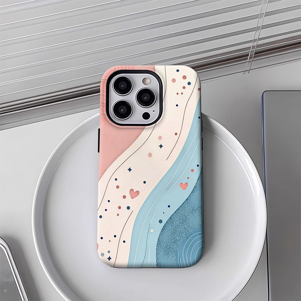 Dreamy Currents Case for iPhone 17 16 15 14 13 12 Pro Max Plus Double-Layer