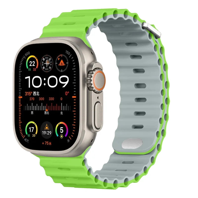 Ocean Silicone Strap for Apple Watch Ultra 3/2 & Series 11–4 SE Band