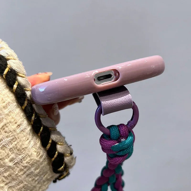 Wrist Chain Lanyard Phone Case for iPhone 16–11 Pro Max, 3D Bow Butterfly Design