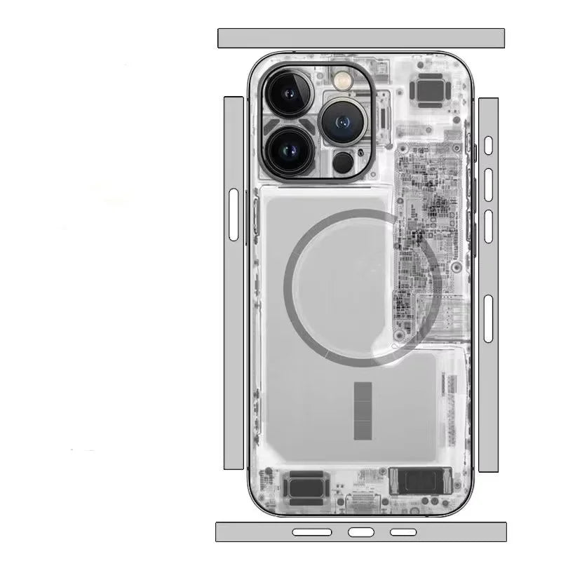 Nothing Phone Style Skin for iPhone 15 14 13 12 Pro Max Anti-Scratch Back Film