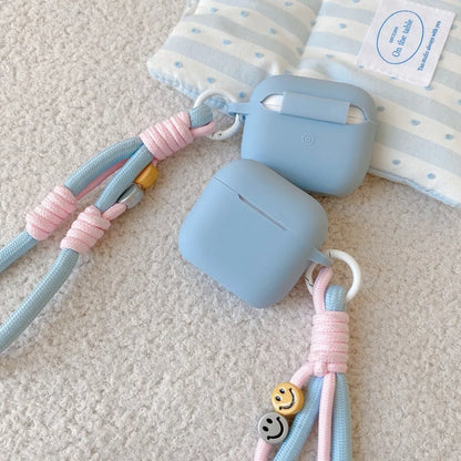 Blue Silicone Case with Lanyard for AirPods 1 2 3 4 Pro/Pro 2