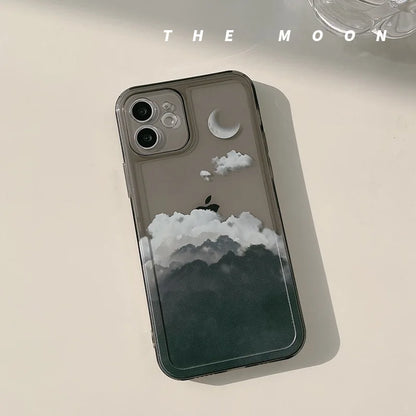 Moon Night Cloud Scenery Case for iPhone 16 15 14 13 12 11 XS XR X 8 7 Plus
