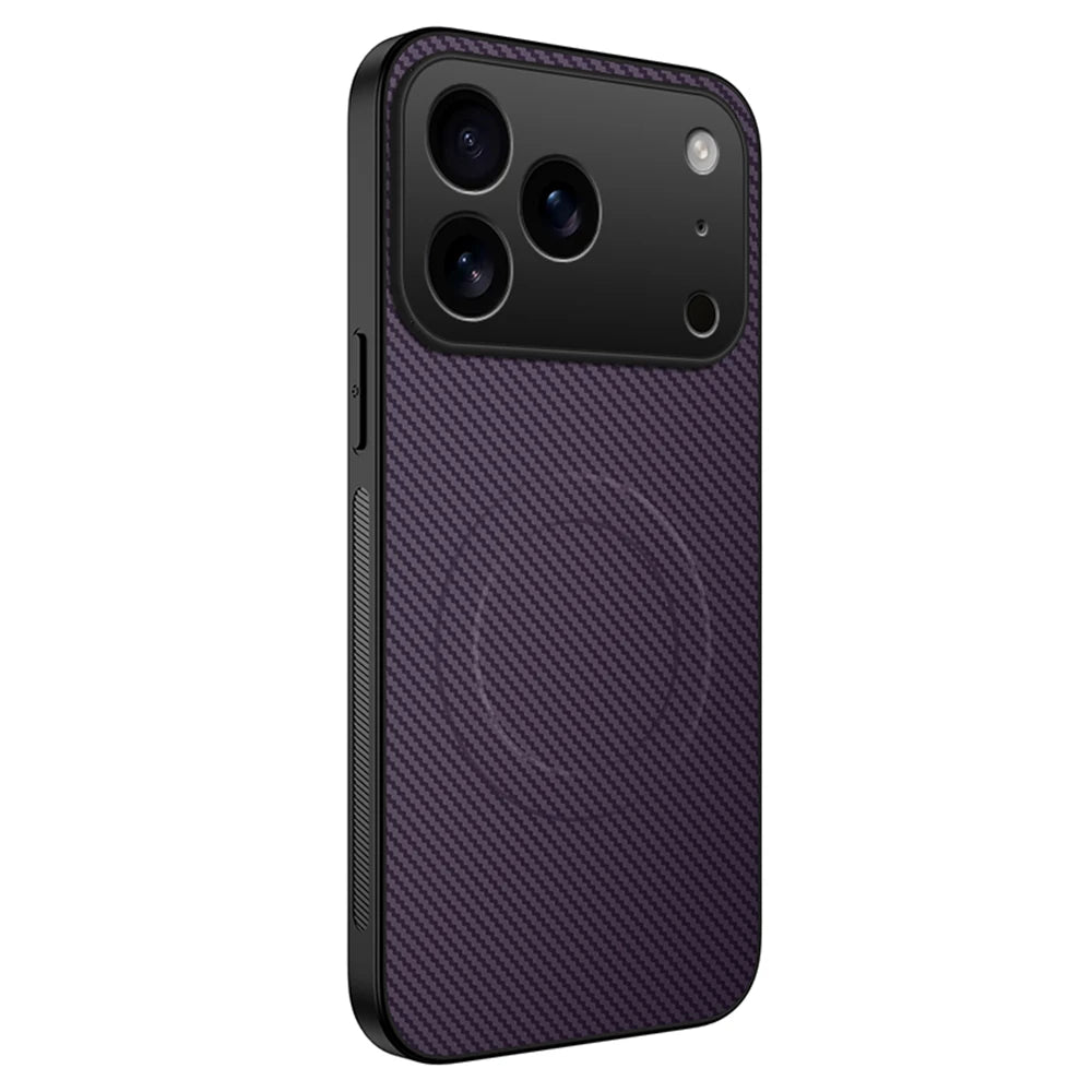 Ultra Thin Carbon Fiber Magnetic Leather Case for iPhone 17/16/15/14/13 Pro Max
