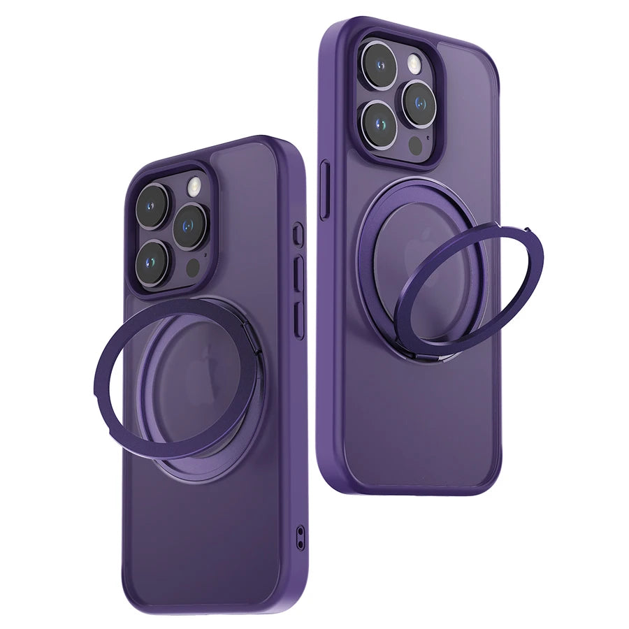 Magnetic TPU Frame Ring Stand Case for iPhone 15 14 13 Pro Max Plus