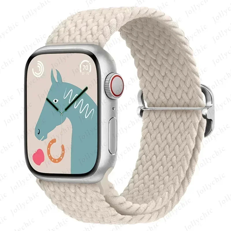 Braided Solo Loop for Apple Watch Ultra & Series 10–7 SE Elastic Band