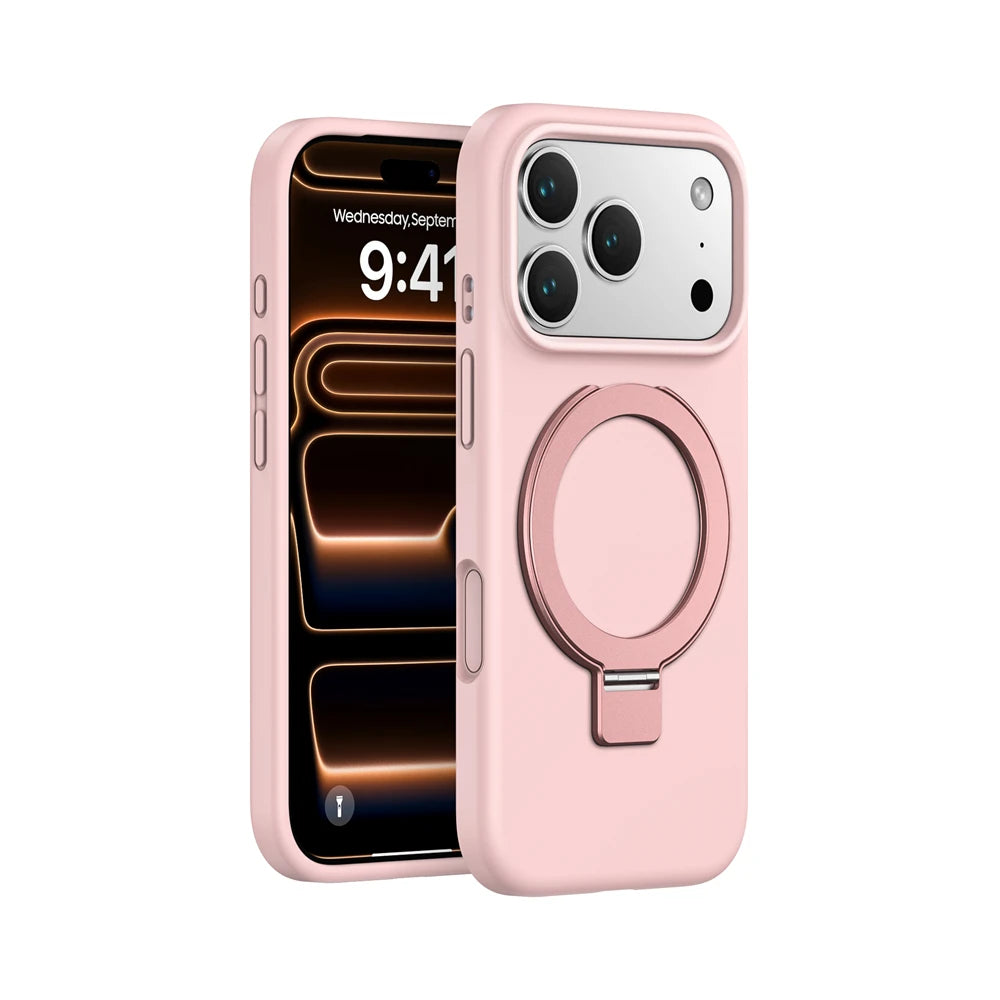 Magnetic Liquid Silicone Stand Case for iPhone 17 16 15 14 13 12 Pro Max Plus