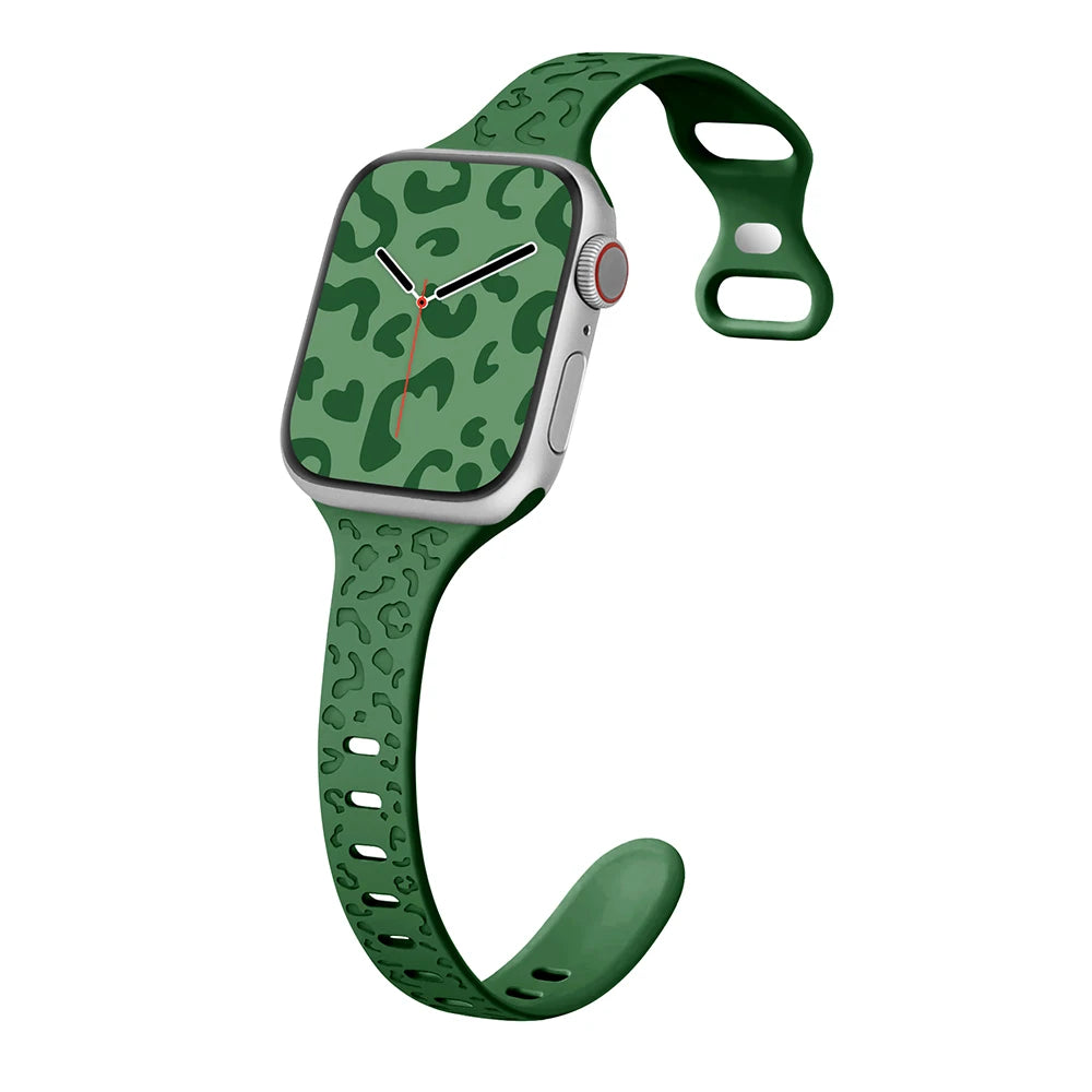 Engraved Slim Silicone Band for Apple Watch Series 9/8/7/6/SE/Ultra