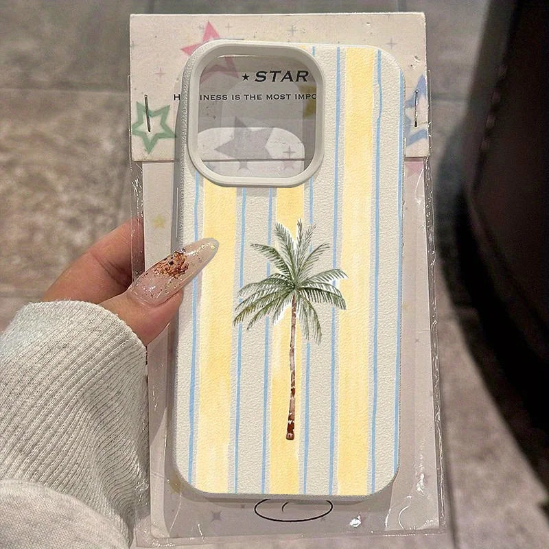 Fresh striped lichee cover, elegant soft TPU, shockproof for iPhone 16-11.