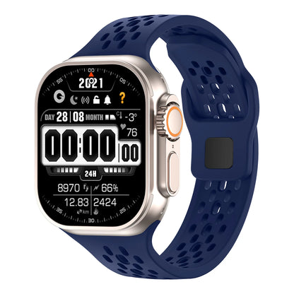 Silicone Sport Band for Apple Watch 3–Ultra, 38–49mm, Series 3–10 Adjustable Strap