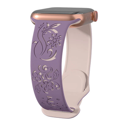 Flower Engraved Silicone Band for Apple Watch Ultra & Series 10–5 | 49–40mm