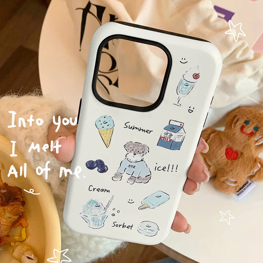 Ice Cream Puppy Acrylic TPU iPhone Case Korean Summer Style