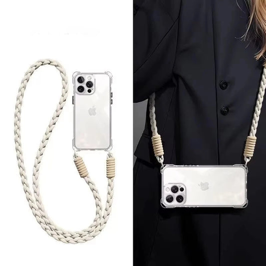 Crossbody Lanyard Phone Case for iPhone 16 15 14 13 12 11 Pro Max Soft TPU Cover