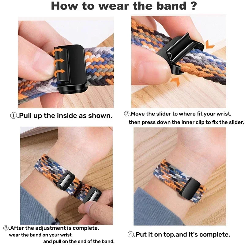 Braided Elastic Strap for Apple Watch Ultra & Series 10–5 SE Band