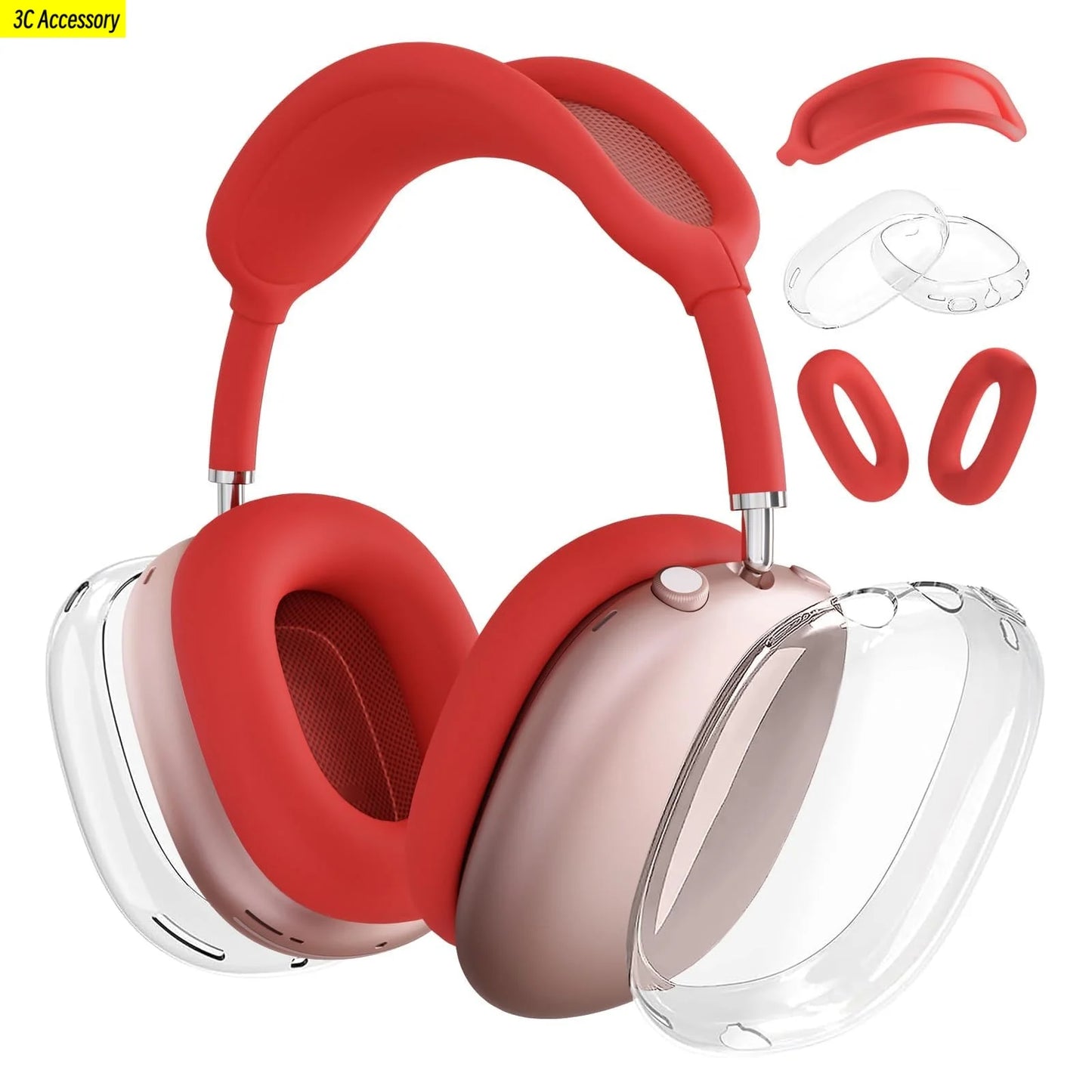 2024 3-in-1 Silicone Case for AirPods Max – Soft Ear Cup Scratch Cover