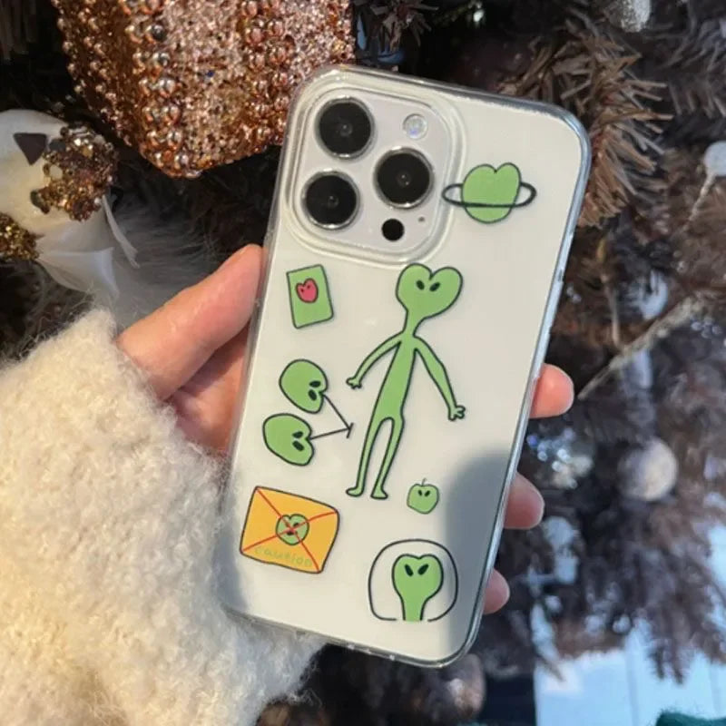 Funny Cute Alien Phone Case for iPhone 16–7 Pro Max Abstract Y2K Style