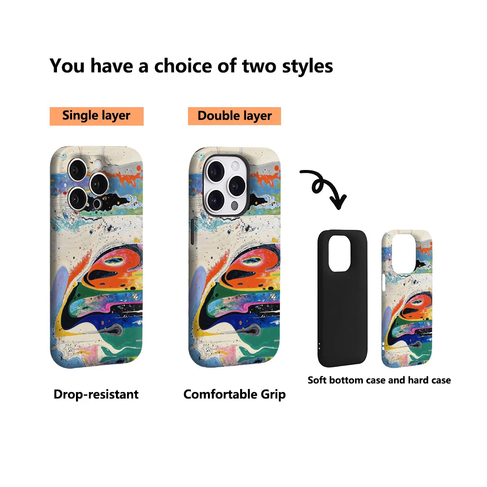 Vibrant Abstract Landscape Case for iPhone 17 16 15 14 13 12 11 Pro Max Plus