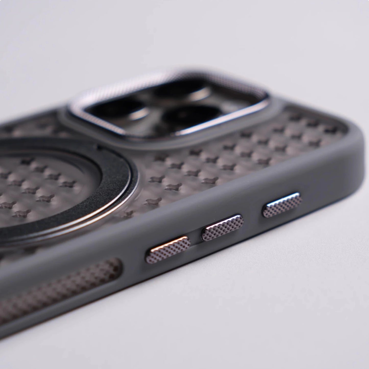 Shockproof magnetic case with 360° rotating ring and heat dissipation for iPhone 13–17.