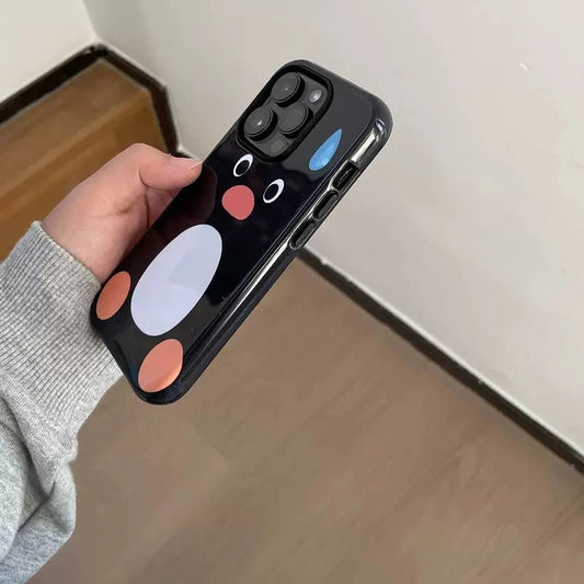 Cute Ins Black Sweating Penguin TPU Case for iPhone 11–16 Pro Max