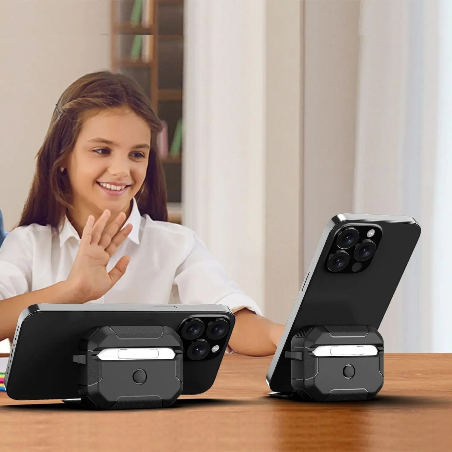 Protective Cover for AirPods 3 2 1 & Pro 2 with Built-In Phone Stand Case