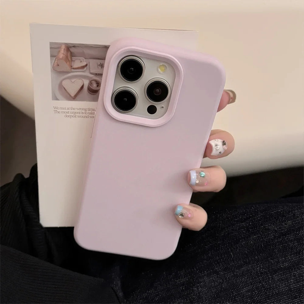 Simple Solid Color Silicone Phone Case for iPhone 15 16 17 Pro Max