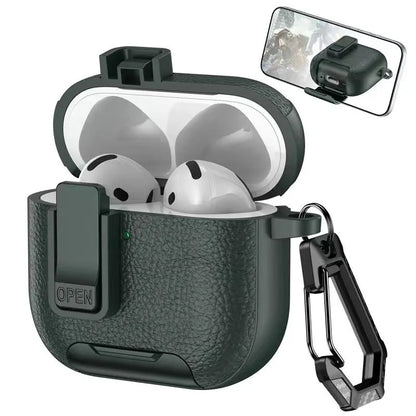 Shockproof Leather Protective Case with Bracket for AirPods Pro 2 & AirPods 4