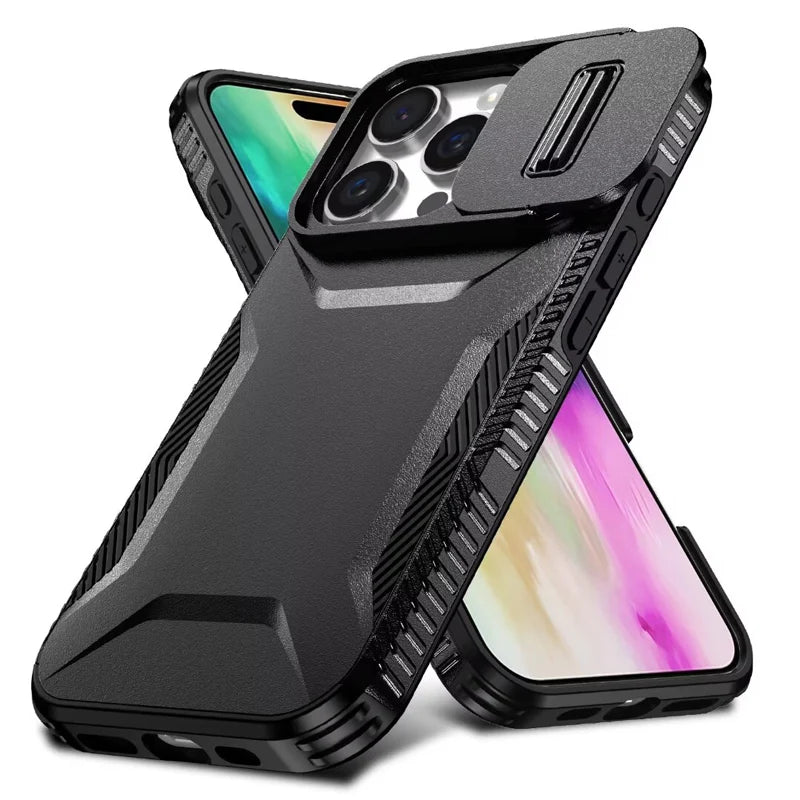 Military Grade Slide Camera Armor Case for iPhone 16 15 14 13 Pro Max