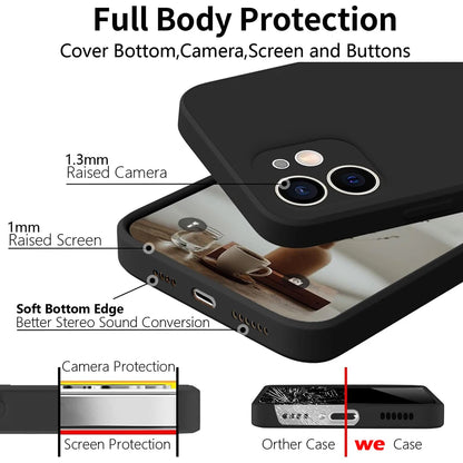 Black Lanyard Phone Case for iPhone 6–15 Pro Max – Shockproof Silicone