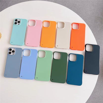 Ultra-Thin Frameless Matte Case for iPhone 14–SE | Luxury Candy Color Cover